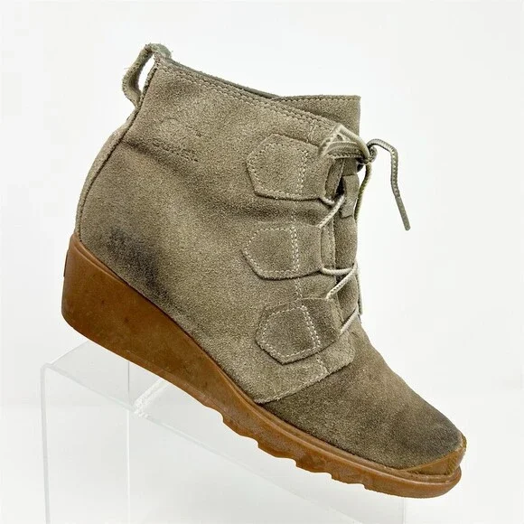 Sorel Toronto Lace Wedge Waterproof Light Brown Ankle Boots Womens US 8.5 - Picture 1 of 11